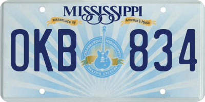 MS license plate OKB834