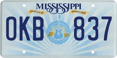 MS license plate OKB837