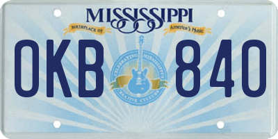 MS license plate OKB840