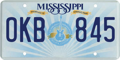 MS license plate OKB845