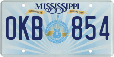 MS license plate OKB854