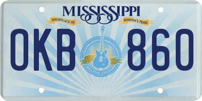 MS license plate OKB860