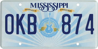 MS license plate OKB874