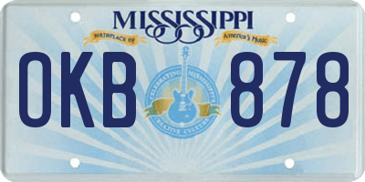 MS license plate OKB878