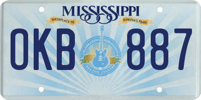 MS license plate OKB887