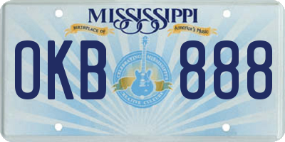 MS license plate OKB888