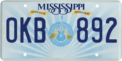 MS license plate OKB892