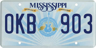 MS license plate OKB903