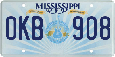 MS license plate OKB908