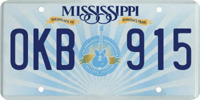 MS license plate OKB915