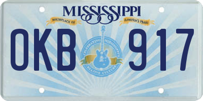 MS license plate OKB917