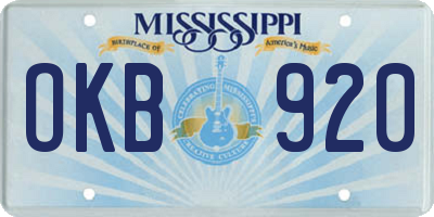 MS license plate OKB920
