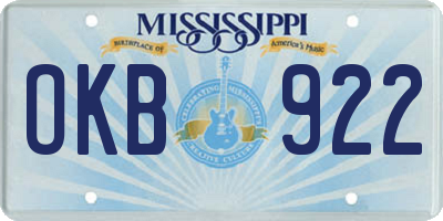 MS license plate OKB922