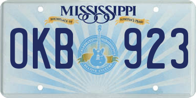 MS license plate OKB923