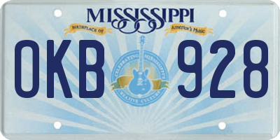 MS license plate OKB928