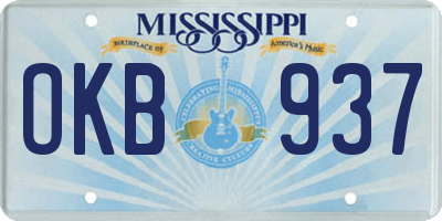 MS license plate OKB937