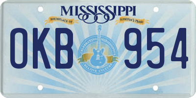 MS license plate OKB954