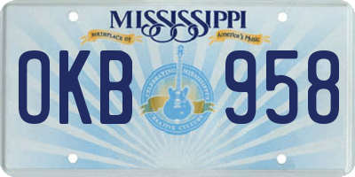 MS license plate OKB958