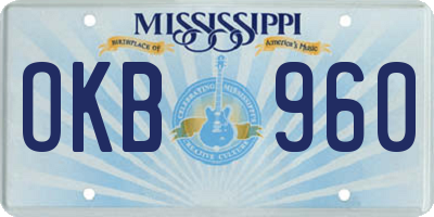 MS license plate OKB960