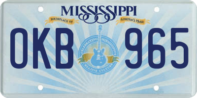 MS license plate OKB965