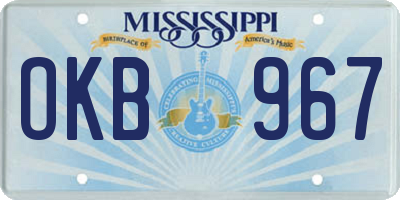 MS license plate OKB967