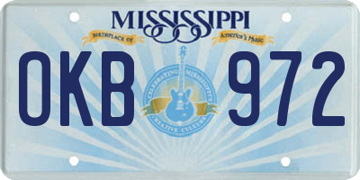 MS license plate OKB972