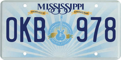 MS license plate OKB978