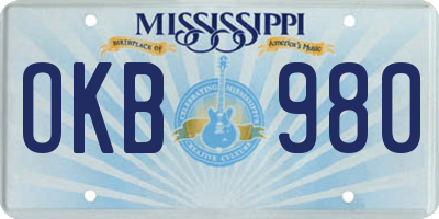 MS license plate OKB980