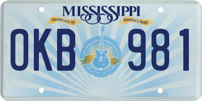 MS license plate OKB981