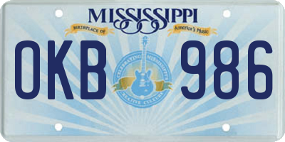MS license plate OKB986
