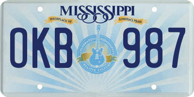 MS license plate OKB987