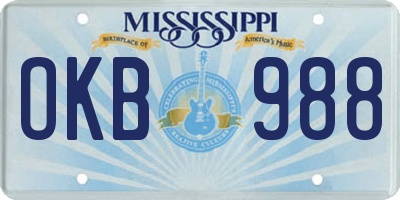 MS license plate OKB988