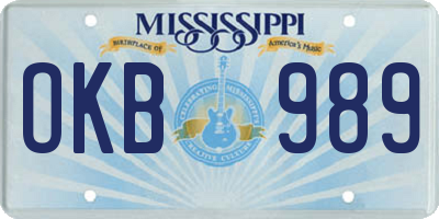 MS license plate OKB989