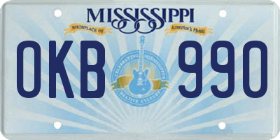 MS license plate OKB990