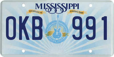 MS license plate OKB991