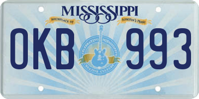 MS license plate OKB993