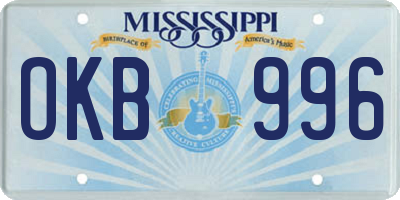 MS license plate OKB996