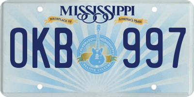 MS license plate OKB997