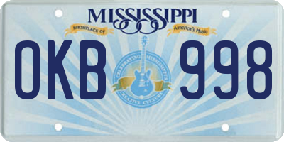 MS license plate OKB998