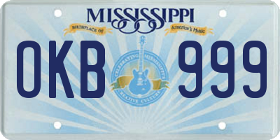 MS license plate OKB999