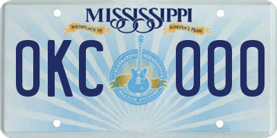 MS license plate OKC000