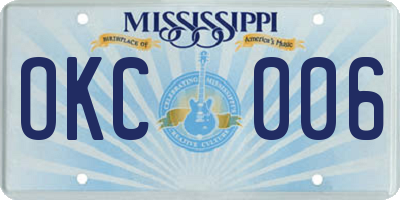 MS license plate OKC006