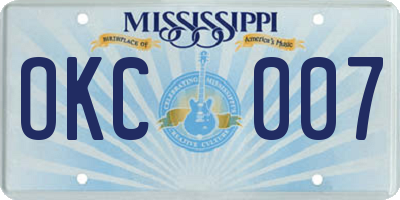 MS license plate OKC007