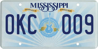MS license plate OKC009