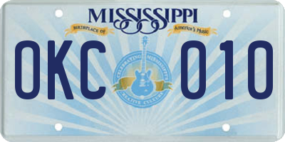 MS license plate OKC010