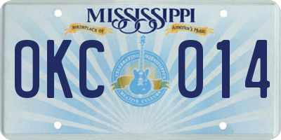 MS license plate OKC014