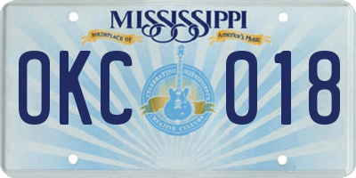 MS license plate OKC018