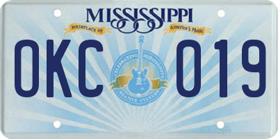 MS license plate OKC019