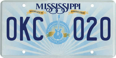 MS license plate OKC020