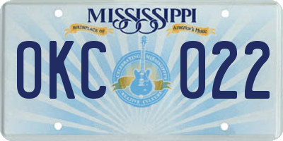 MS license plate OKC022